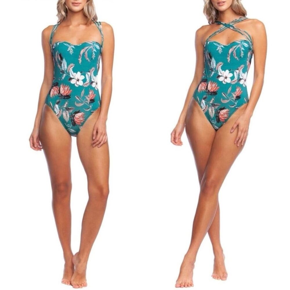 BCBGMaxAzria Strappy One - Piece Swimsuit in Desert Flower - Size 10